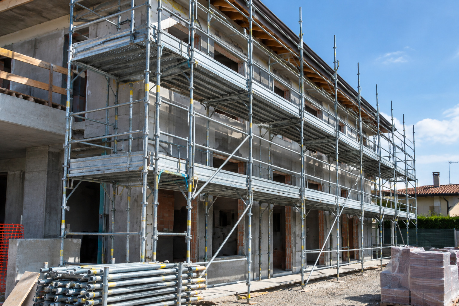 Sistema di allarme installato su ponteggio da cantiere